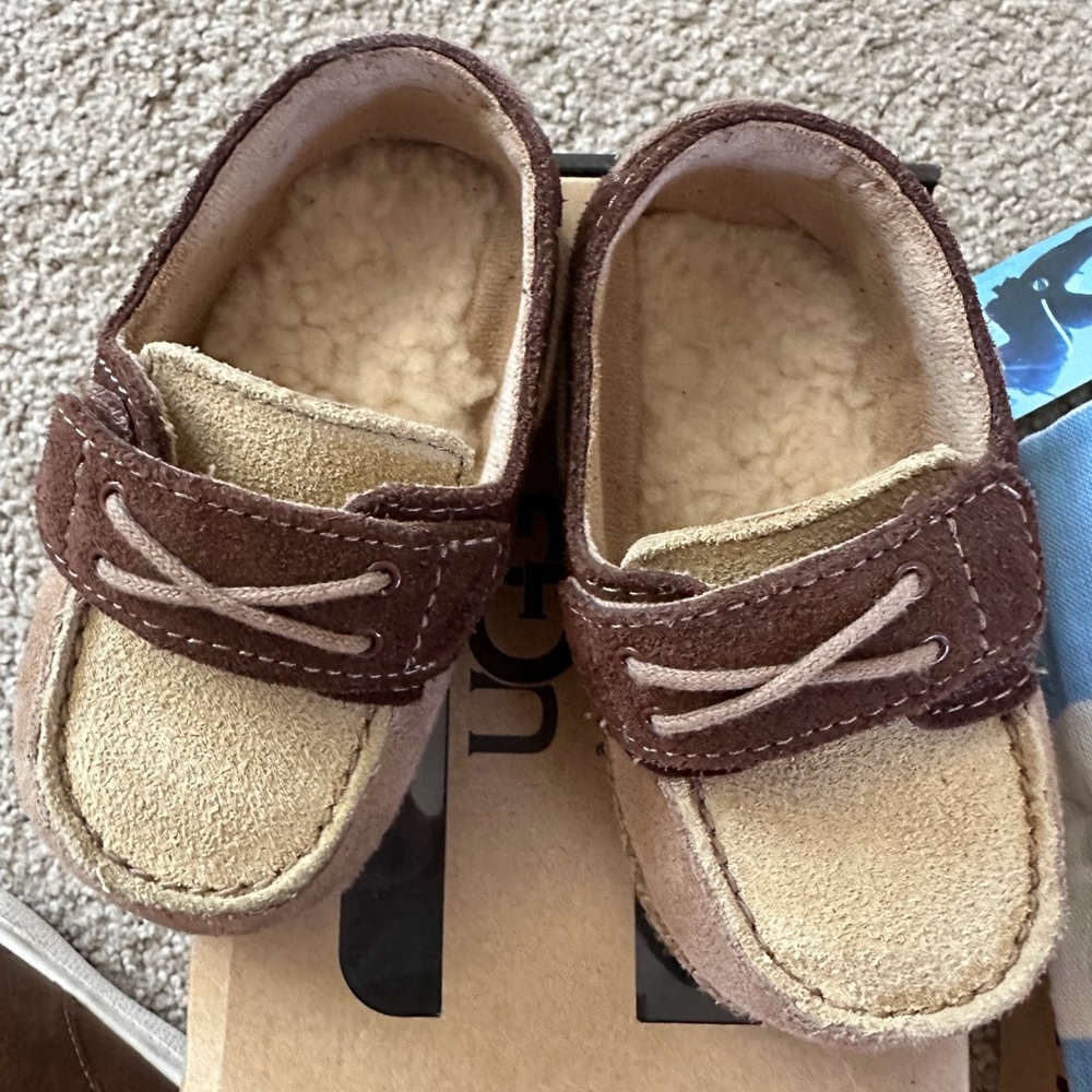 Ugg Brown and Tan Suede Moccasin Shoes